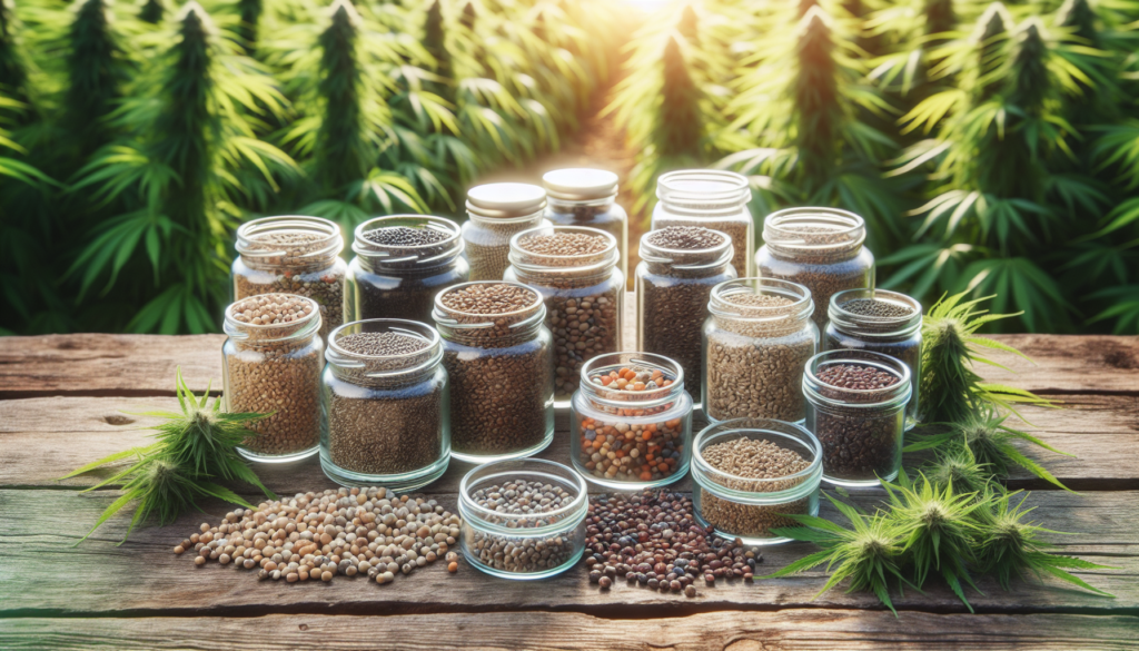 A selection of hemp seeds